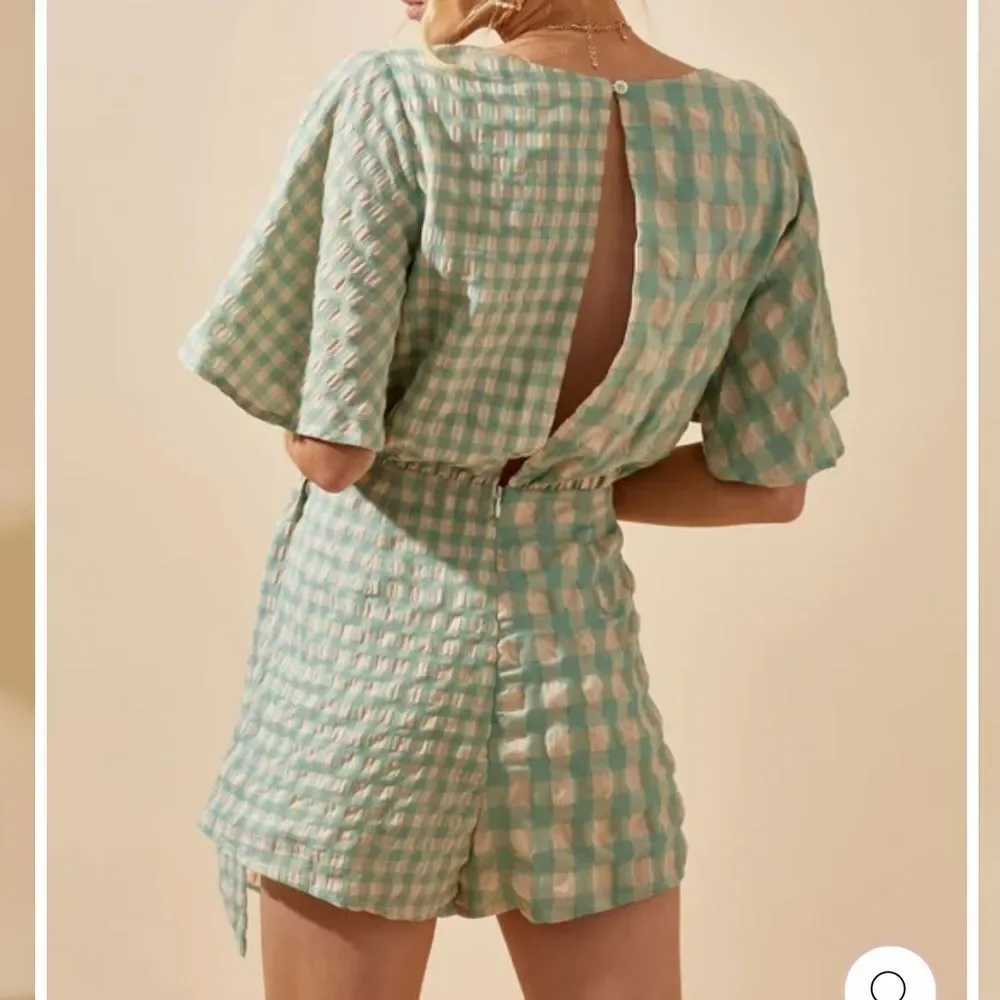 Talulah Gingham Wrap Romper - Picture 2 of 6